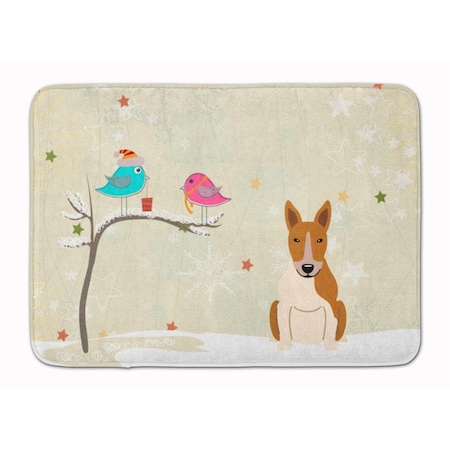 Carolines Treasures Christmas Bull Terrier Red and White Machine Washable Memory Foam Mat BB2607RUG